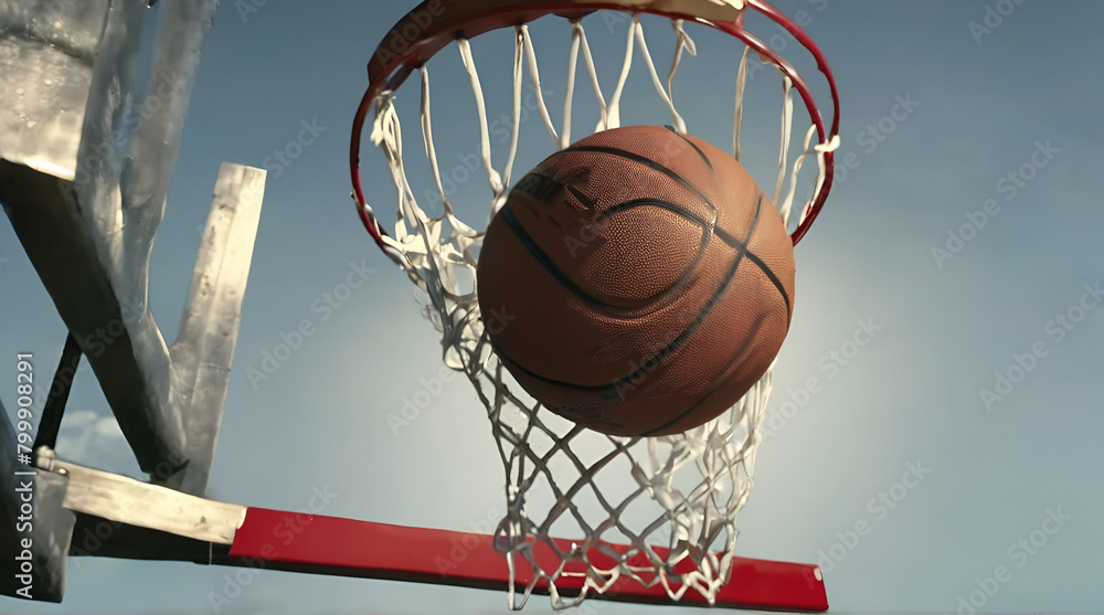 Basketball in hoop Basketball Game Line Icon Design 
