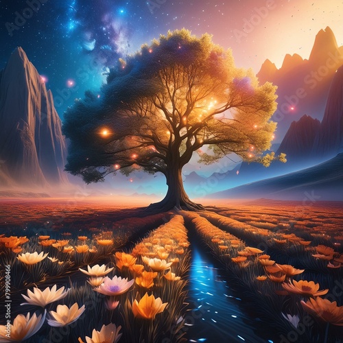 Illuminate the majesty of the tulip tree in a digital masterpiece."