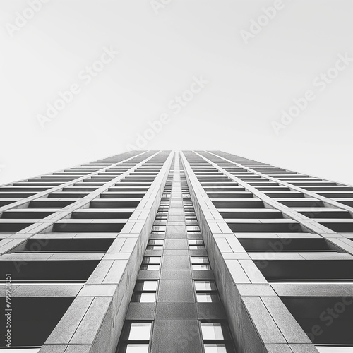 Symmetrical Minimalist Architecture: Modern Skyscraper in Monochrome Elegance