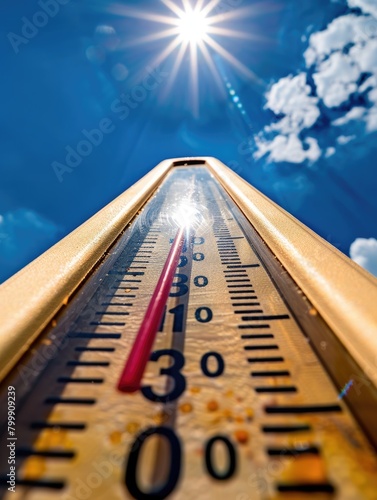 Sweltering heatwave - show heat wave, high summer temperatures, scorching sun, abnormal - intensity with soaring temperatures and relentless sun, highlighting importance staying hydrated and cool.
