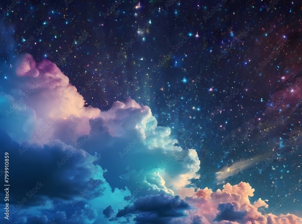 七色のiridescent cloudsの光を宿した星屑ミルキーウェイ夜空背景壁紙 七色のiridescent cloudsの光を宿した星屑ミルキーウェイ夜空背景壁紙