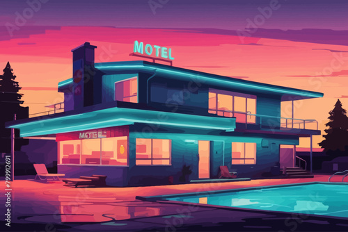 motel old design illustration