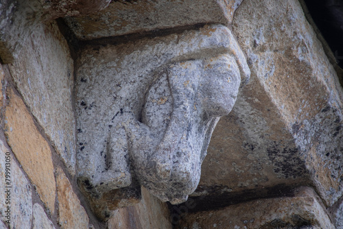 canecillo con exhibicionista, Basílica de San Martiño de Mondoñedo, Montoñedo, Lugo, Galicia, Spain