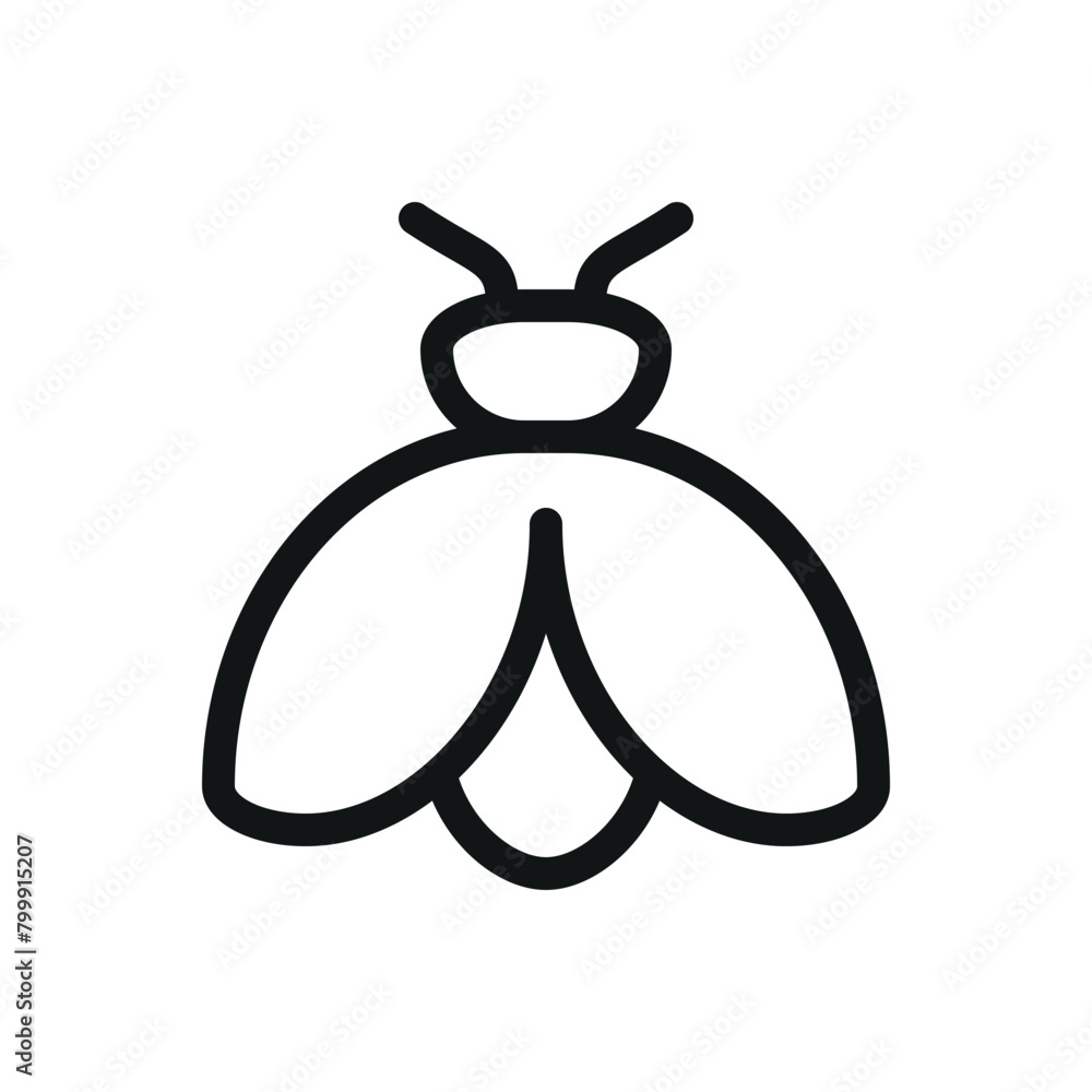 Bee isolated icon, honeybee vector symbol with editable stroke