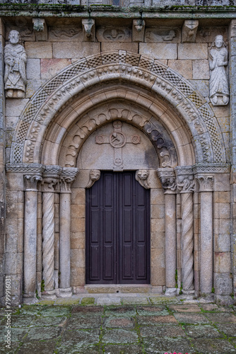 fachada principal  San Pedro da Mezquita   Monumento Nacional   municipio de La Merca  provincia de Orense  Galicia  Spain
