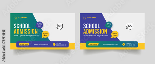 School education admission YouTube thumbnail or web banner layout template