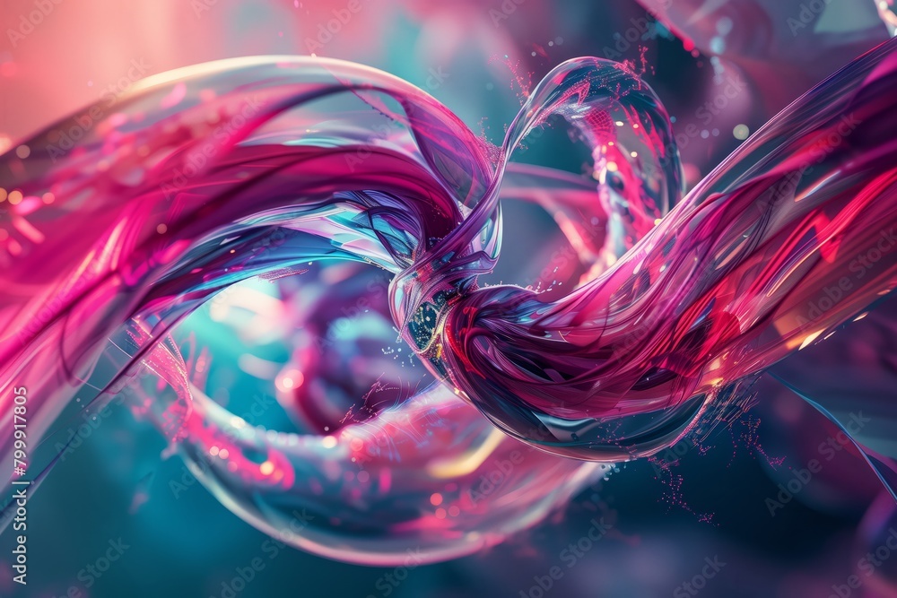 Neon Ribbon Abstract Intertwining neon ribbons in vivid colors creating a fluid abstract ...