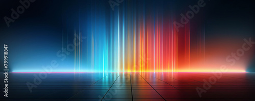 Imagine a sleek, wave like digital structure with high clarity, sans dust or blemishes, illuminated with gradients of neon light, for a modern, high definition background.