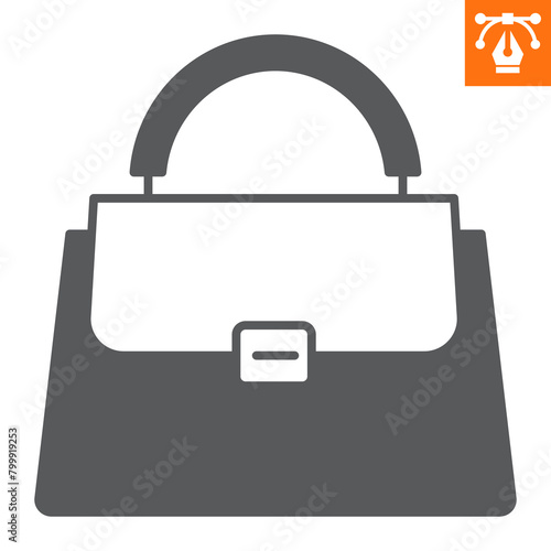 Woman bag solid icon, glyph style icon for web site or mobile app, accessory and mother's day, handbag vector icon, simple vector illustration, vector graphics with editable strokes.