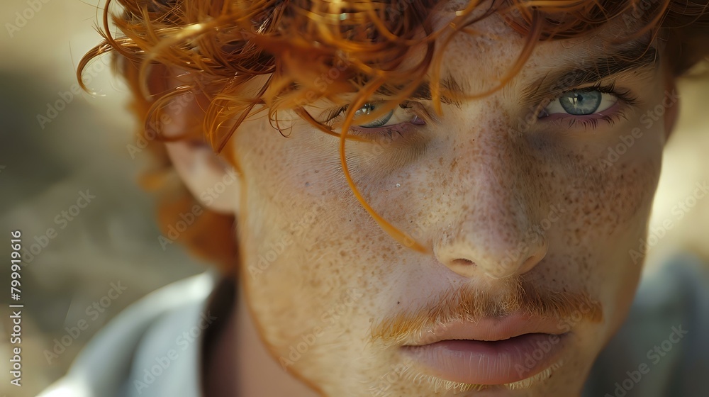 Thoughtful Gaze: Portrait of a Red-Haired Man Thoughtful Gaze: Portrait of a Red-Haired Man