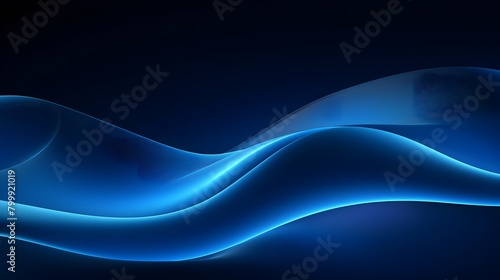  3d render  abstract minimal neon background with glowing wavy line. Dark wall illuminated with led lamps. Blue futuristic wallpaper
