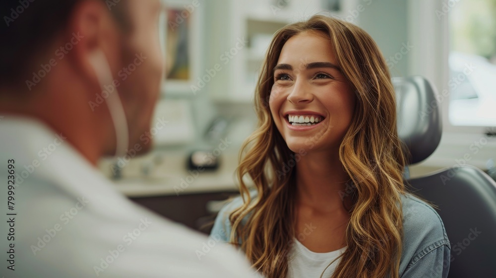 Cosmetic dentist discussing smile enhancement options with a patient, prioritizing natural-looking results and oral health. Cosmetic dentist discussing smile enhancement options with a patient, prioritizing natural-looking results and oral health.