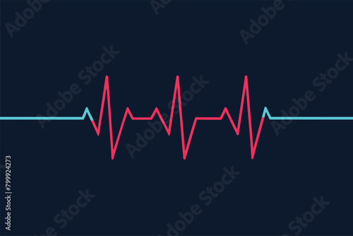Abstract heartbeat line, vector cartoon illustration
