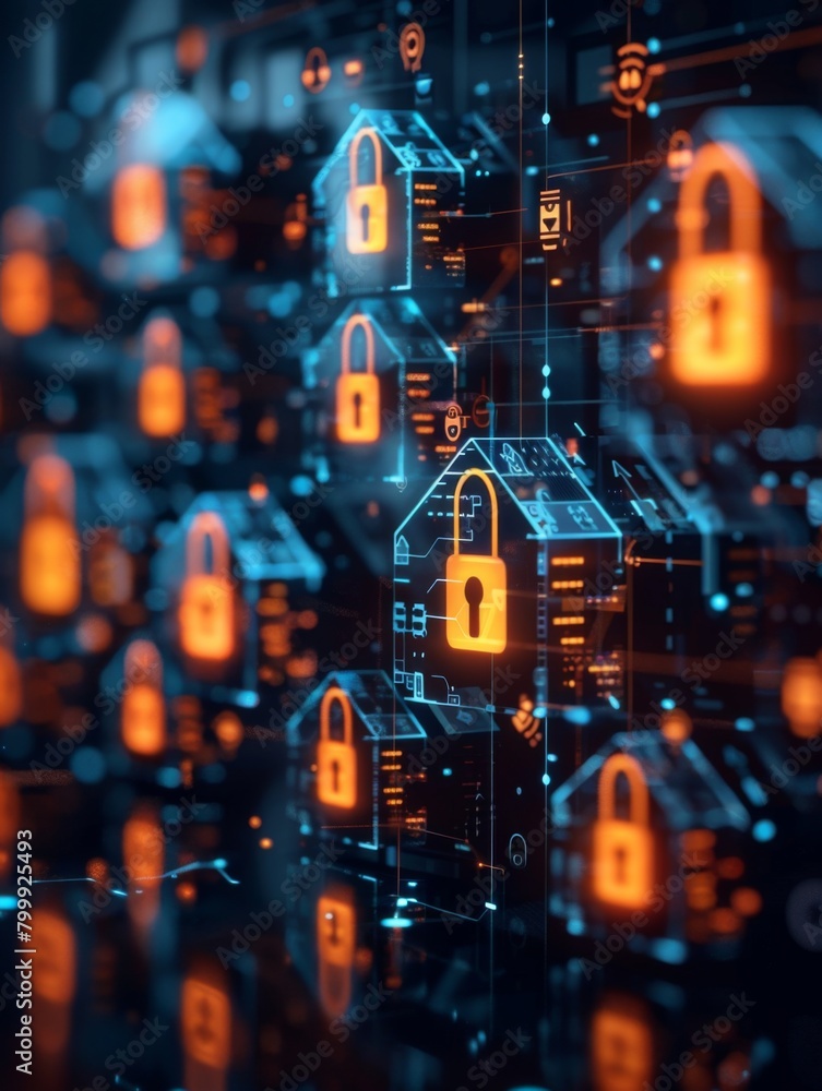 Secure and Modern Smart Home Icons with Enhanced Data Protection and ...