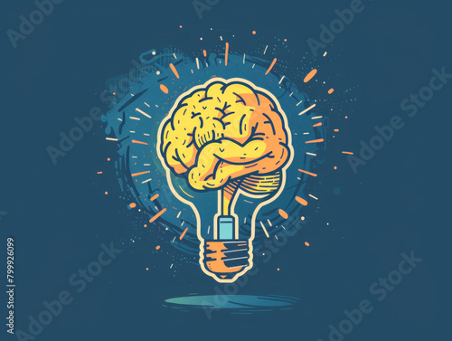 creative idea with brain and light bulb illustration -ai