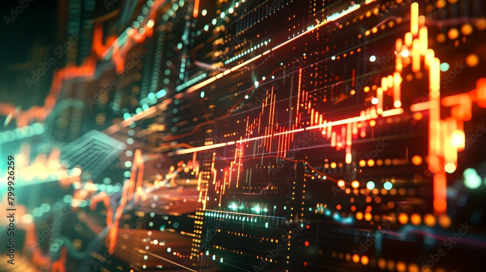 Dynamic Visualization of Data Flow Across Servers. Futuristic Tech, Digital Network Analysis. Concept of Big Data, Cybersecurity. Close-up View. AI