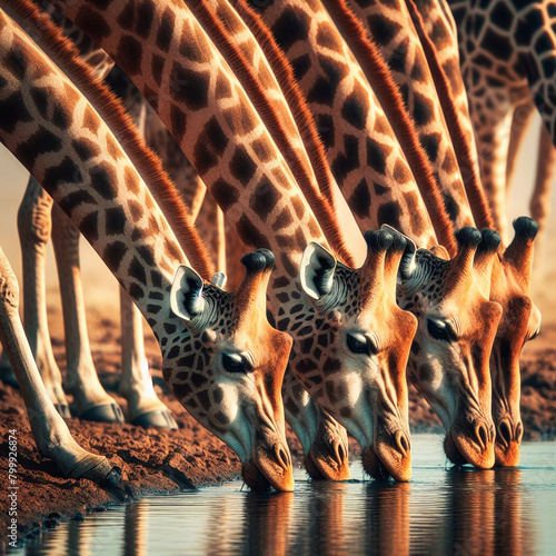 Drinking water for giraffes, National Park