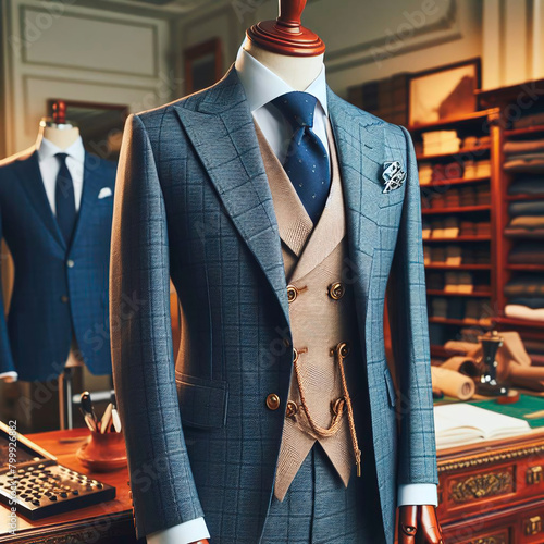 Elegant mannequin in luxury men's clothing store. 3d rendering