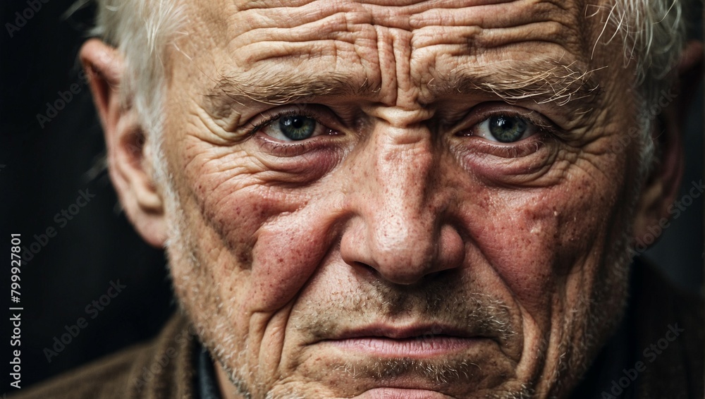 Closeup image of a old man crying Closeup image of a old man crying