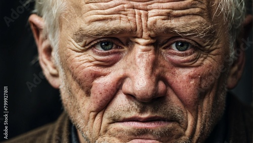 Closeup image of a old man crying  photo