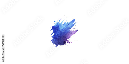minimalist watercolor painting of a dark blue and purple splash, on a white background