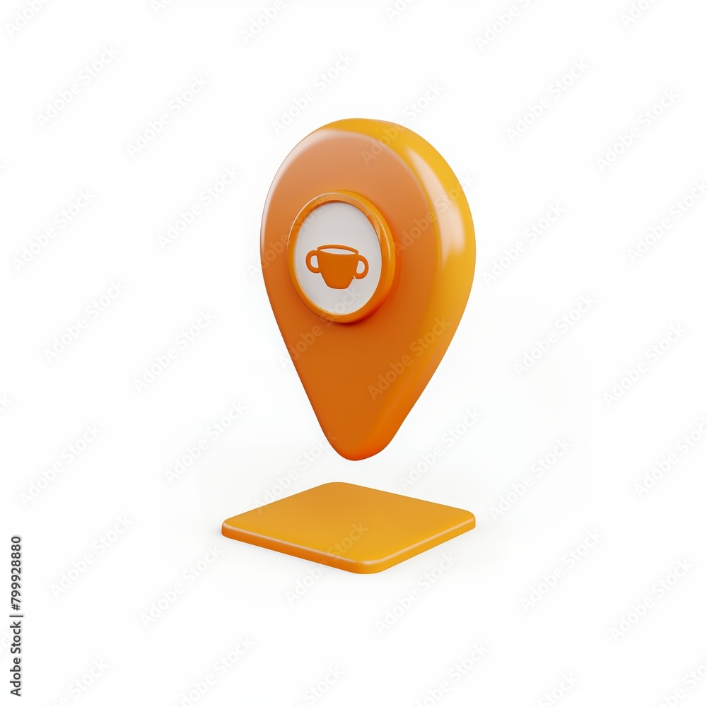 Orange glossy car rental 3d map geo pin on white background Orange glossy car rental 3d map geo pin on white background