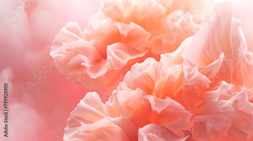 A close-up image of delicate orange and pink flowers against a soft light background. © Natalia
