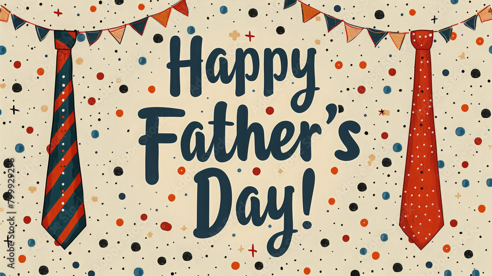 Obraz premium Festive Father's Day Illustration with Ties and Text
