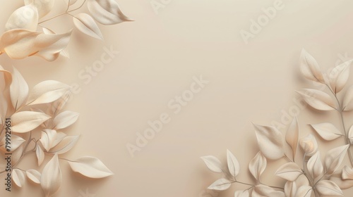 Wallpaper Mural Beige background with beige leaves, 3d rendering Torontodigital.ca