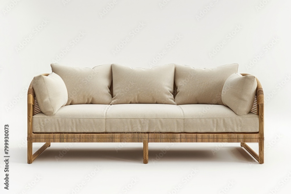 A minimalist sofa with sleek wooden frame