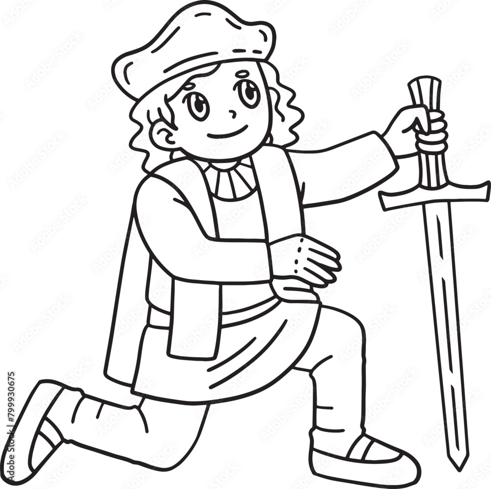 Columbus Day Man Kneeling on Shore Isolated Columbus Day Man Kneeling on Shore Isolated
