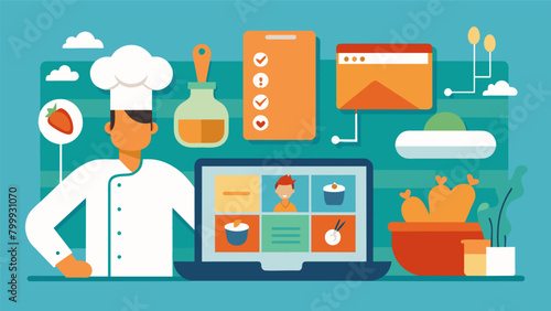 A specialized program for chefs with OCD focusing on maintaining a clean and organized workspace while preparing meals.. Vector illustration
