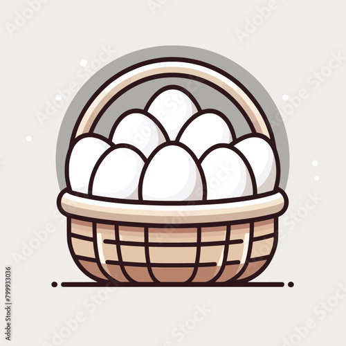 cartoon illustration of a bunch of eggs in a basket