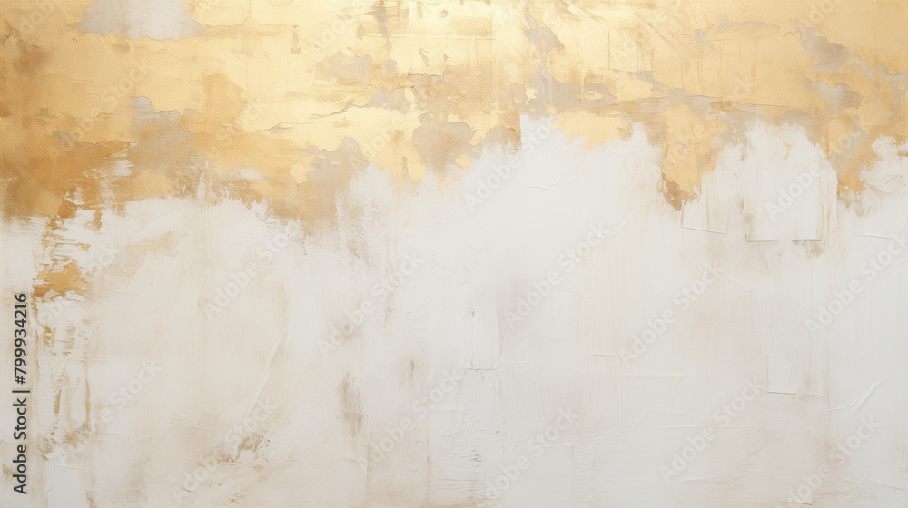 Abstract Gold Foil on White, Textured Luxury Background, Artistic Elegance