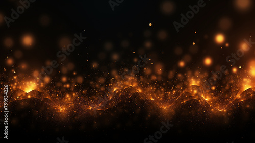 Sparkling Gold Dust Waves  Magical Glitter  Festive Background with Copy Space