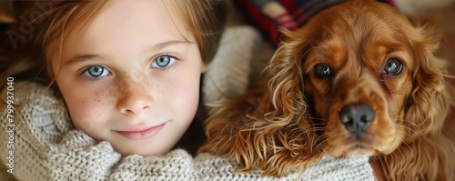 Eight Year Old Girl & Cocker Spaniel Puppy photo