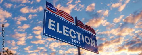 The placard that reads ELECTION 2024, American election 2024 © MSTSANTA
