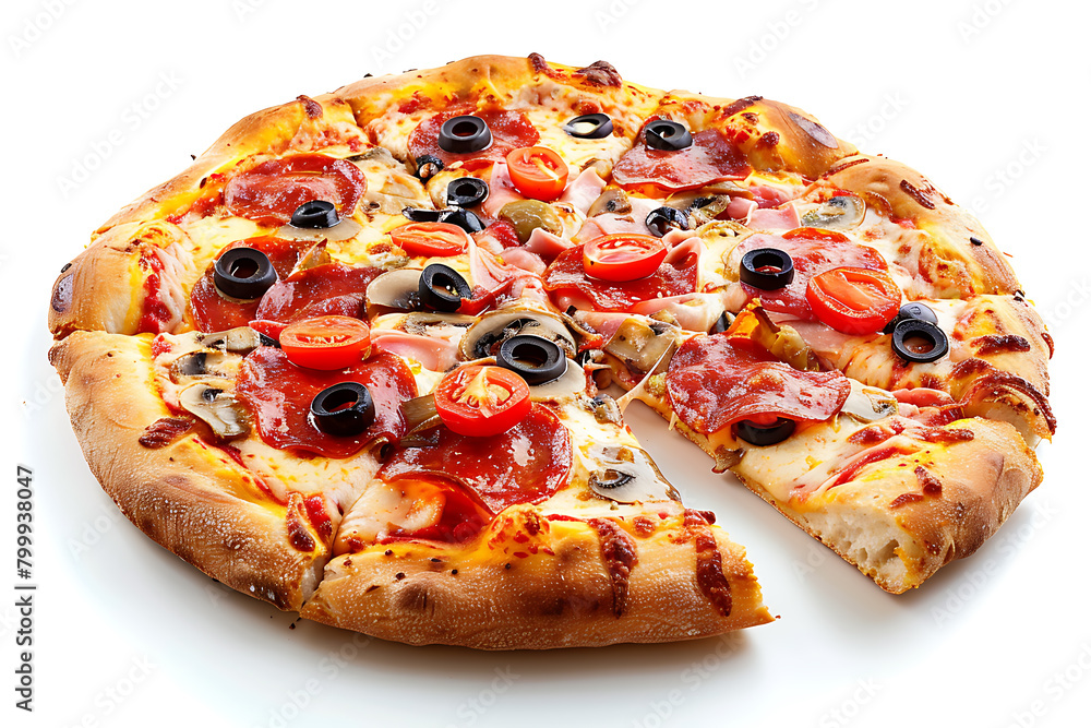 Appetizing hot pizza on a white background Appetizing hot pizza on a white background