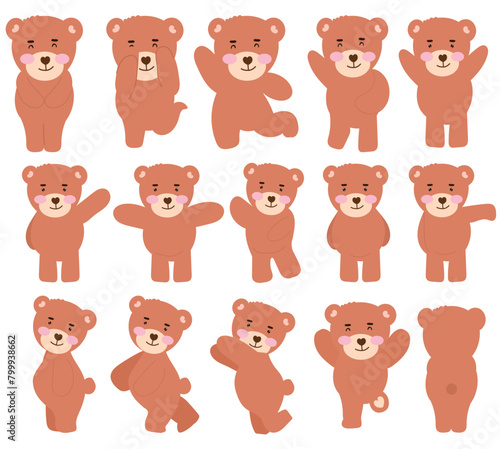 Wallpaper Mural set of variant gesture activity and pose baby bear isolated on white background Torontodigital.ca
