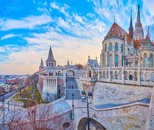 The apse of Matthias Church and Fisherman's Bastion, Budapest, Hungary photo
