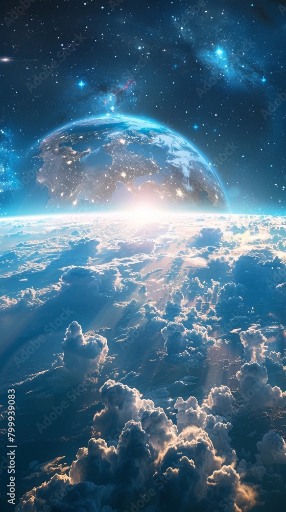 Cinematic shot of planet earth globe clouds and space background. Cinematic shot of planet earth globe clouds and space background.