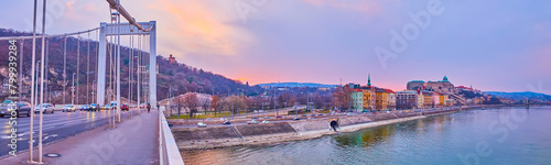 Panorama of Taban and Danube from Elisabeth Bridge, Budapest, Hungary