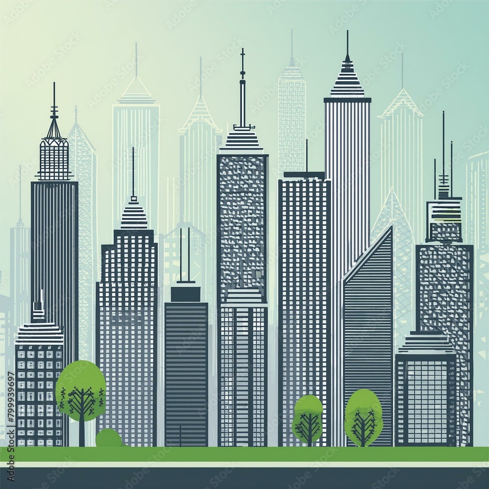 Fototapeta premium city skyline in the city with towers