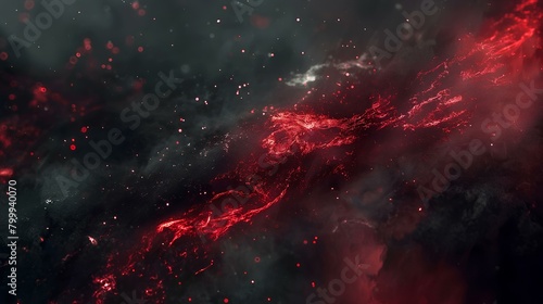 a black metalic background for a video with abstract elements and a red smoke element in the corner. generative AI