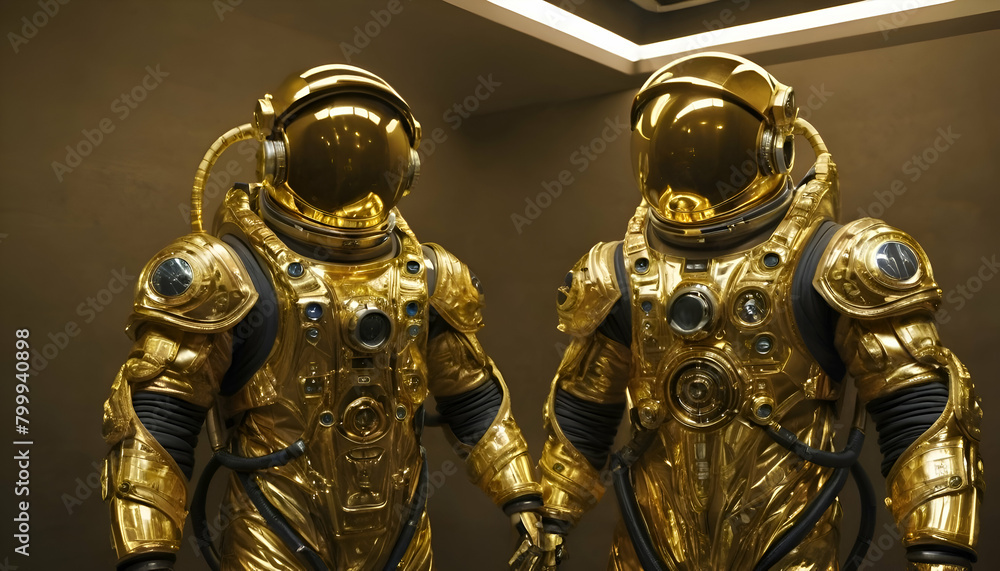 Fototapeta premium Golden space suit for astronauts, High resolution