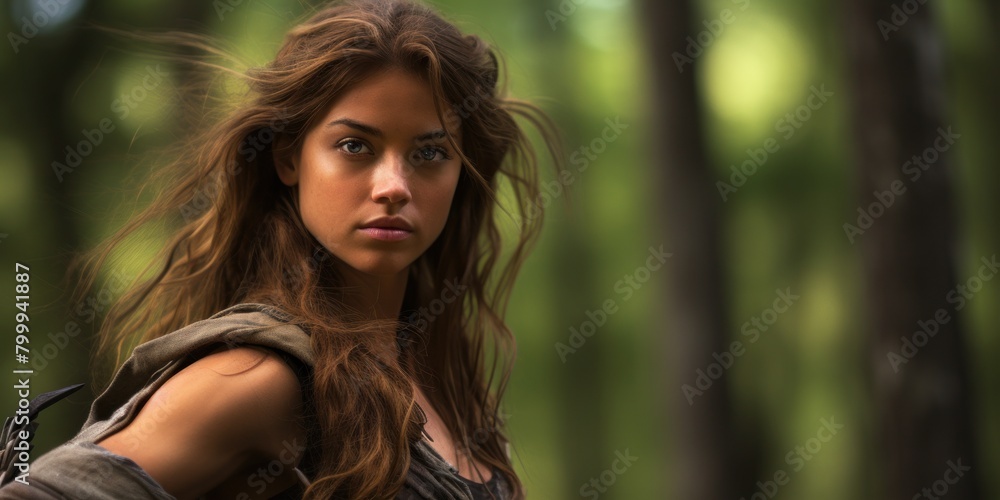 Captivating Portrait of a Mysterious Woman in the Forest Captivating Portrait of a Mysterious Woman in the Forest