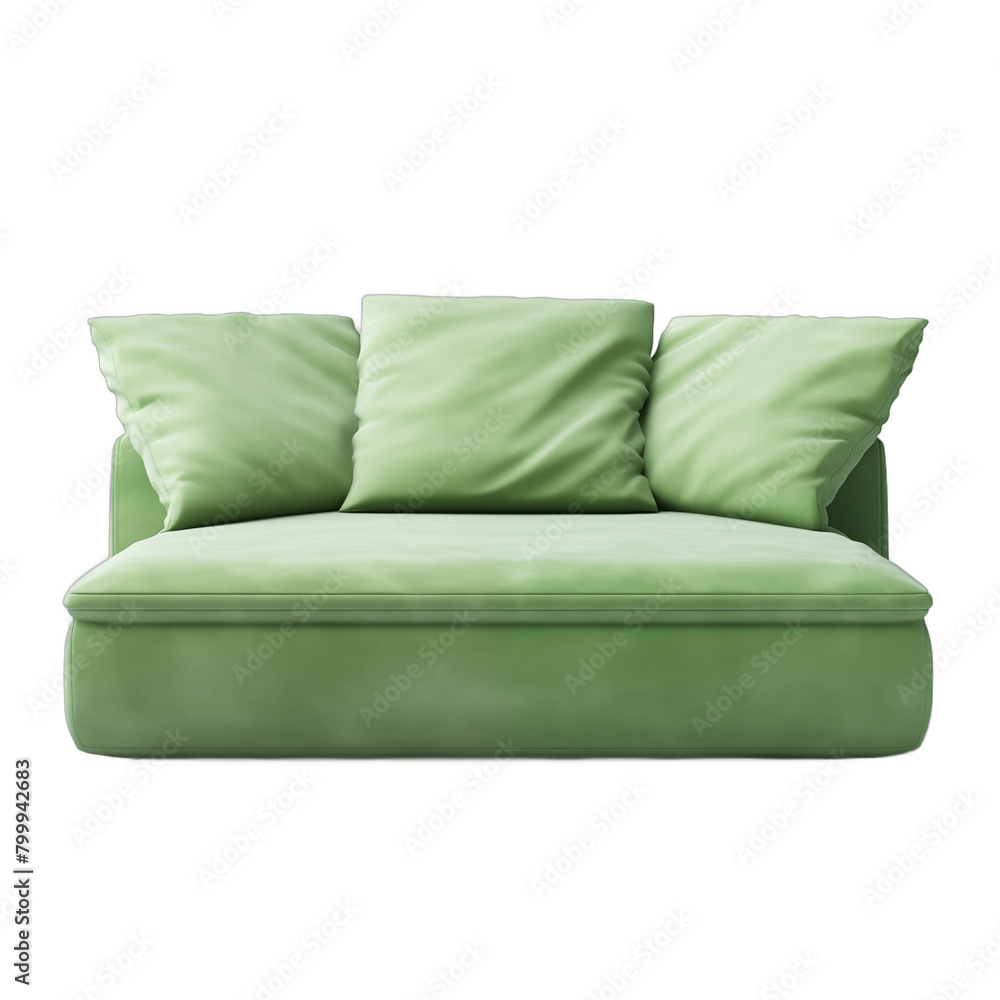 Green velvet sofa isolated on white background 3D rendering Green velvet sofa isolated on white background 3D rendering