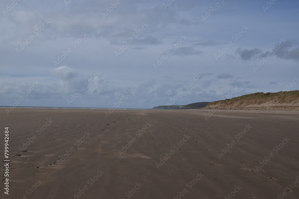the large beach of Saunton sands giving the effect of a desert in the uk