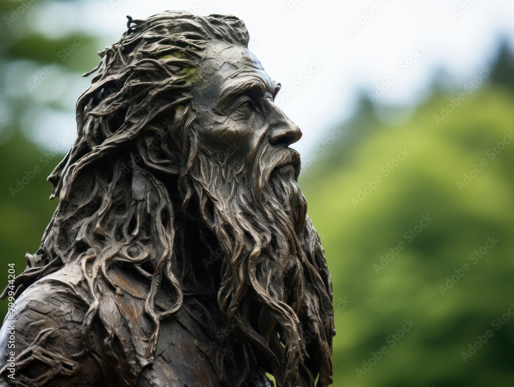 Weathered Wooden Sculpture in Nature Weathered Wooden Sculpture in Nature