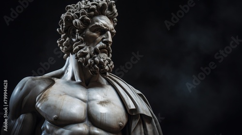 Powerful Marble Statue of a Muscular Male Figure